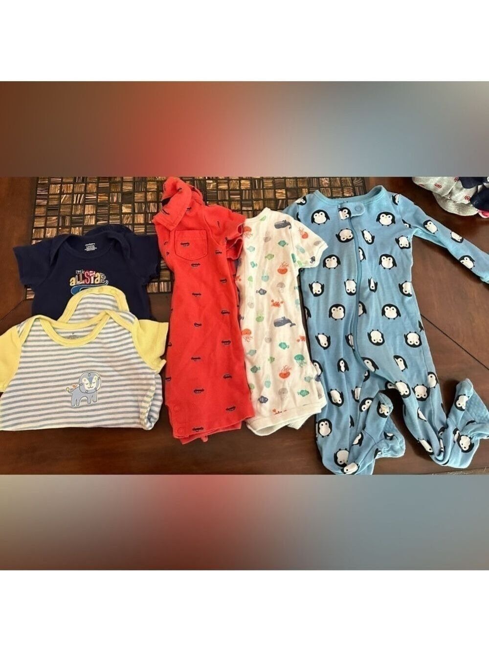 Boys 9-12 month summer clothes bundle t-shirt onesies jumpers footed pajamas